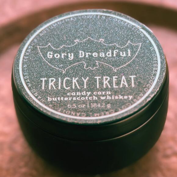 Tricky Treat Wickless Candle: Candy Corn Butterscotch Whiskey Scent - Picture 4 of 8